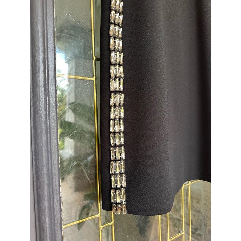 Victoria Beckham black crepe shift dress with side crystal embellishments sz 0 - Picture 4 of 13